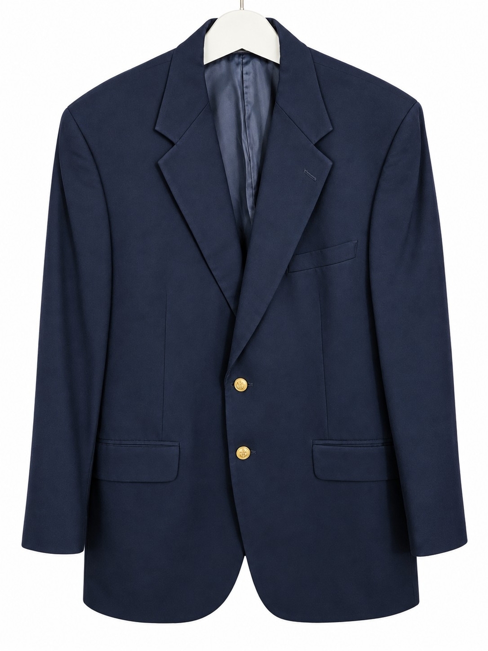 Brooks Brothers BrooksEase Men’s 44R Navy Blazer Pure New Wool Gold Crest Button
